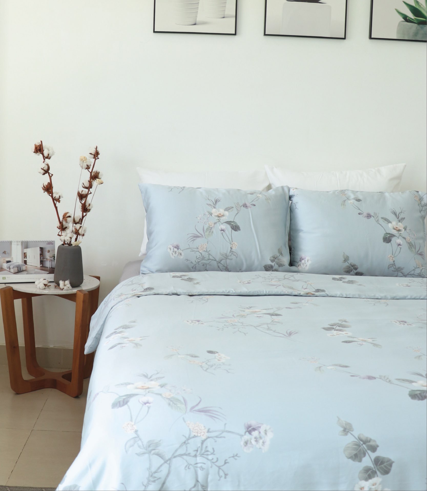 Top 10+ mẫu chăn ga giường đẹp được ưa chuộng hiện nay 8 Bộ chăn ga cao cấp Modal Tencel Powder Blue Floral