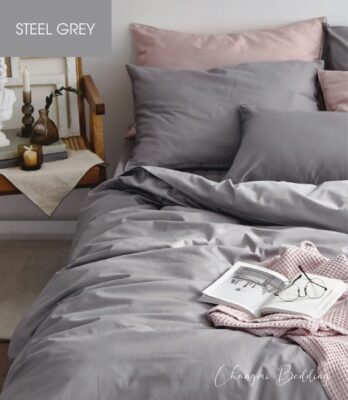 Bộ sản phẩm chăn ga Cotton Satin Steel Grey của Changmi Bedding