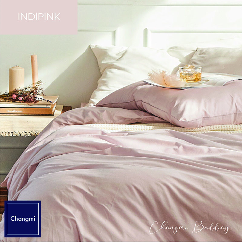 Chăn ga vải cotton Satin Indipink gam màu hồng nhẹ nhàng, êm dịu cho không gian phòng bạn 