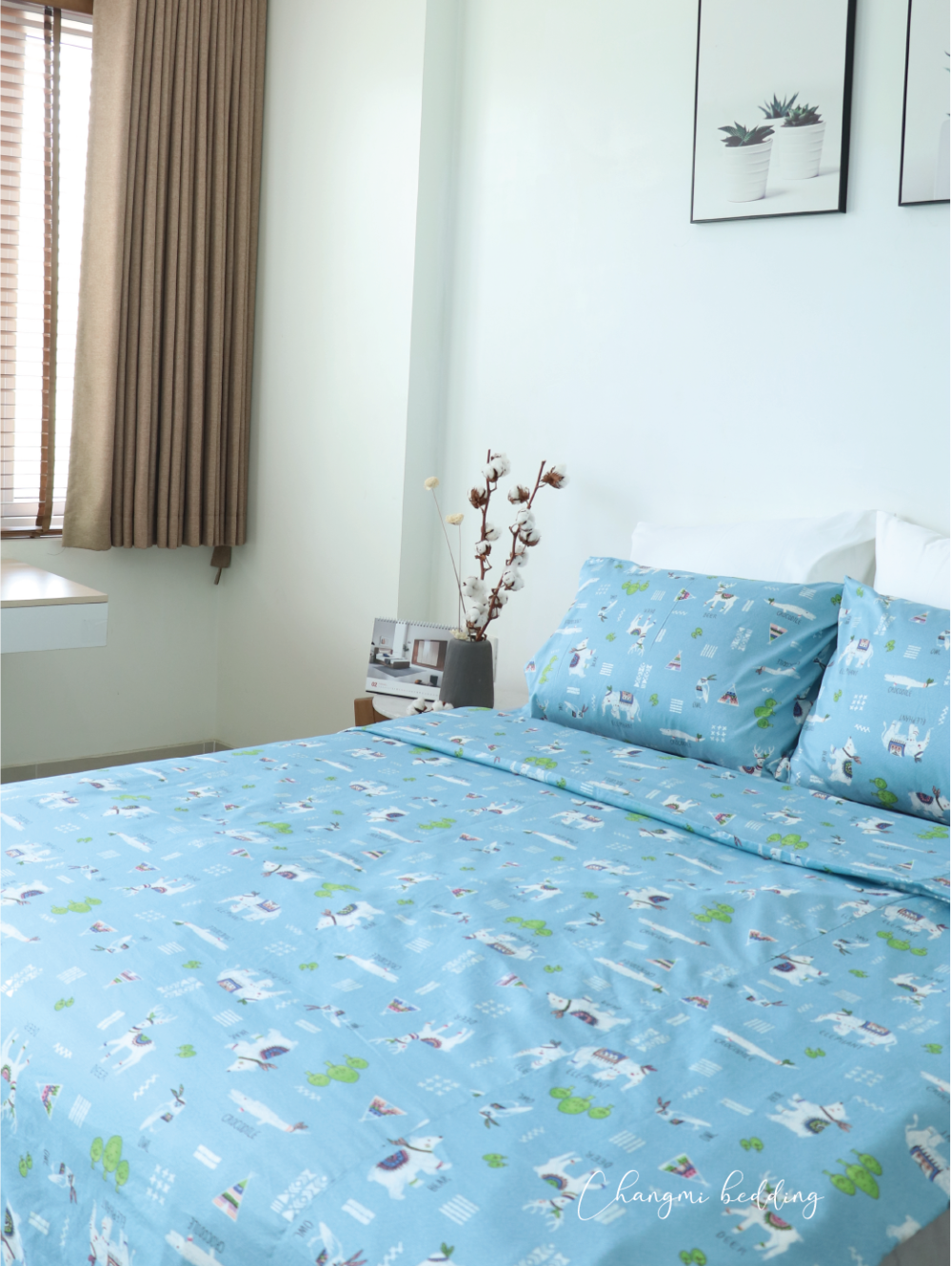 Bộ chăn ga 5 món Cotton Satin CM1049 - Hình ảnh 2