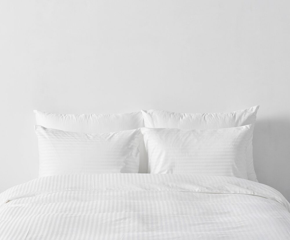Bộ Chăn Ga Cotton Sateen 300 sợi sọc 1cm - Hình ảnh 4