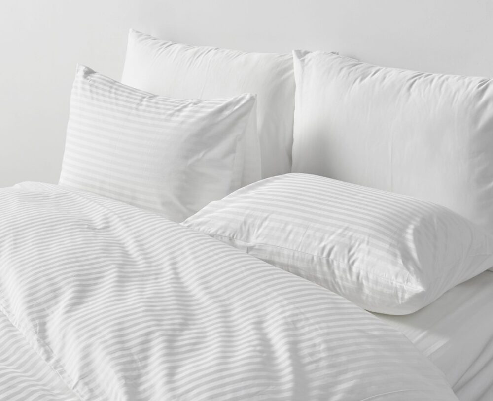 Bộ Chăn Ga Cotton Sateen 300 sợi sọc 1cm - Hình ảnh 3