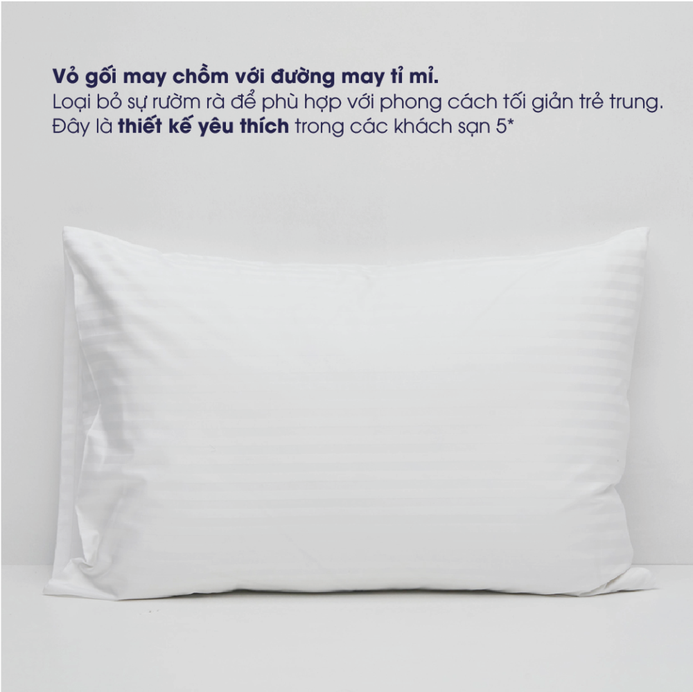 Vỏ gối cotton trắng sọc 1cm 300 sợi