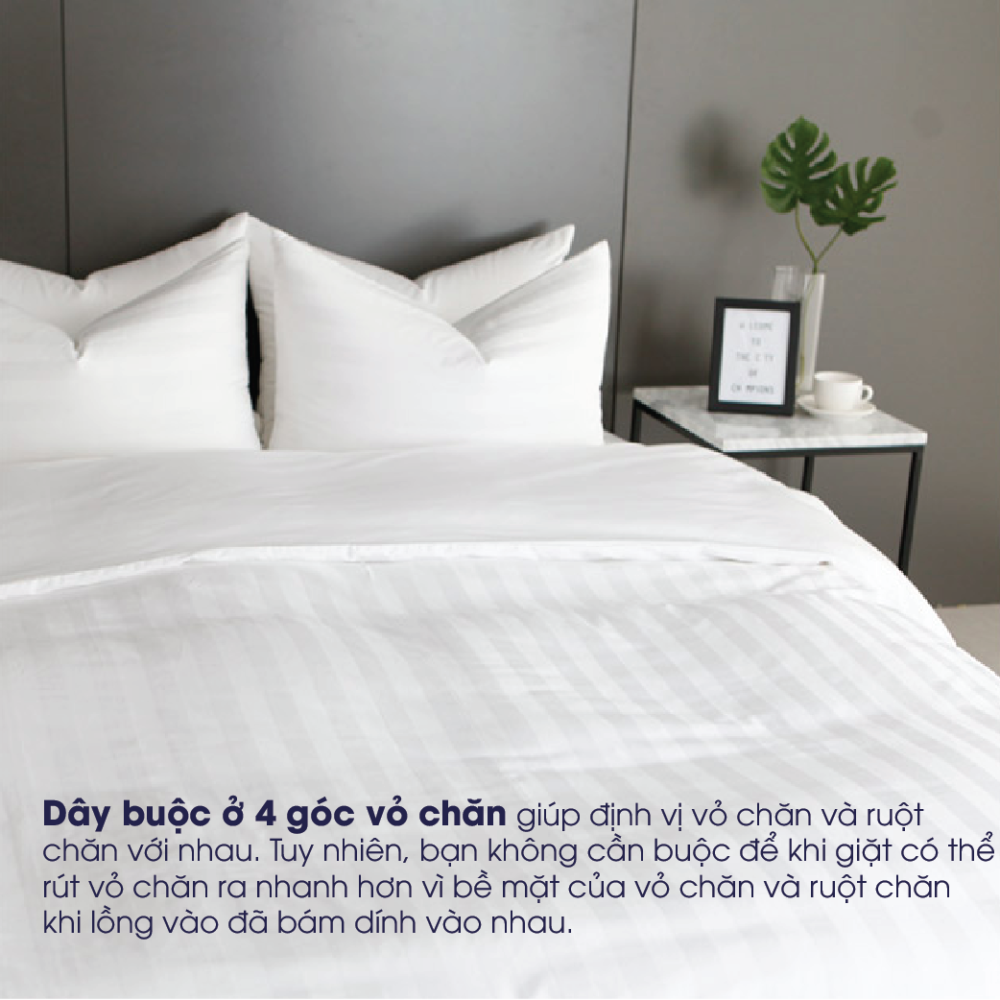 Bộ Chăn Ga Cotton Sateen 300 sợi sọc 3cm - Hình ảnh 5