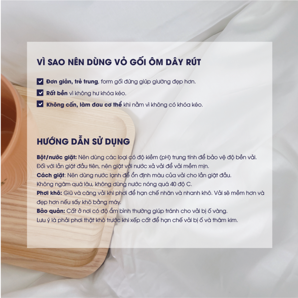 Vỏ Gối Ôm lụa Cotton Tencel trắng trơn 100% tự nhiên Changmi Bedding - Hình ảnh 3