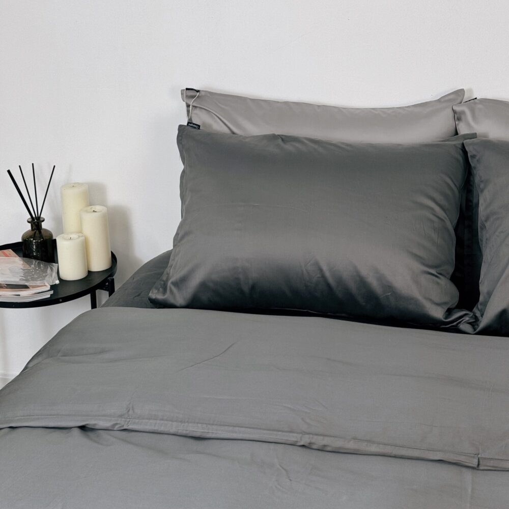 Vỏ gối Cotton TENCEL™ cao cấp – Xám Đậm - 이미지 2