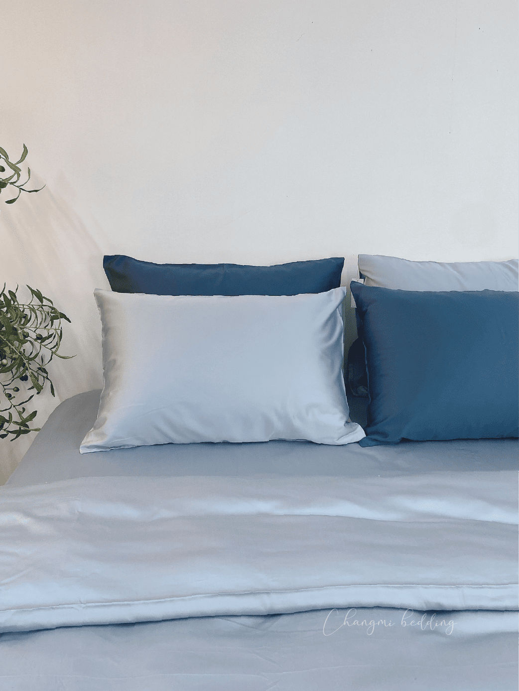 Bộ 4 món TENCEL™ Châu Âu cao cấp – Xanh Xám