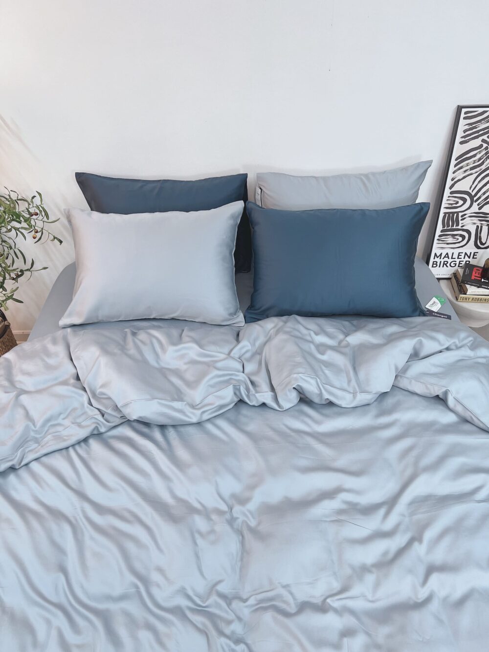 Bộ 4 món TENCEL™ Châu Âu cao cấp – Xanh Xám - Ảnh 2